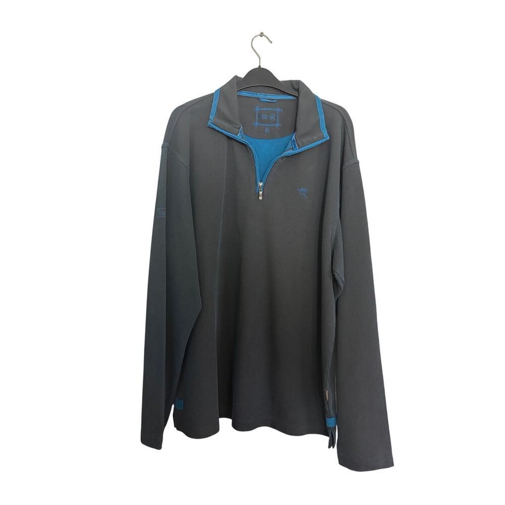Kartel Sweater Quarter Zip Long Sleeves Black Blue Size XL